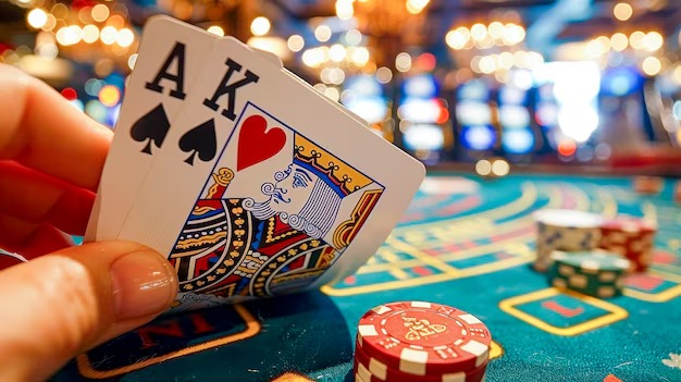 Live football match and casino game interface side by side